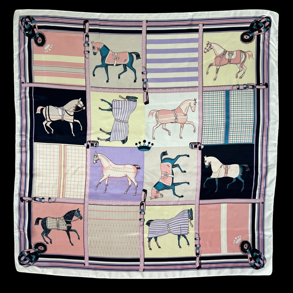 Pastel Equestrian Horse Print Scarf 90cm x 90cm